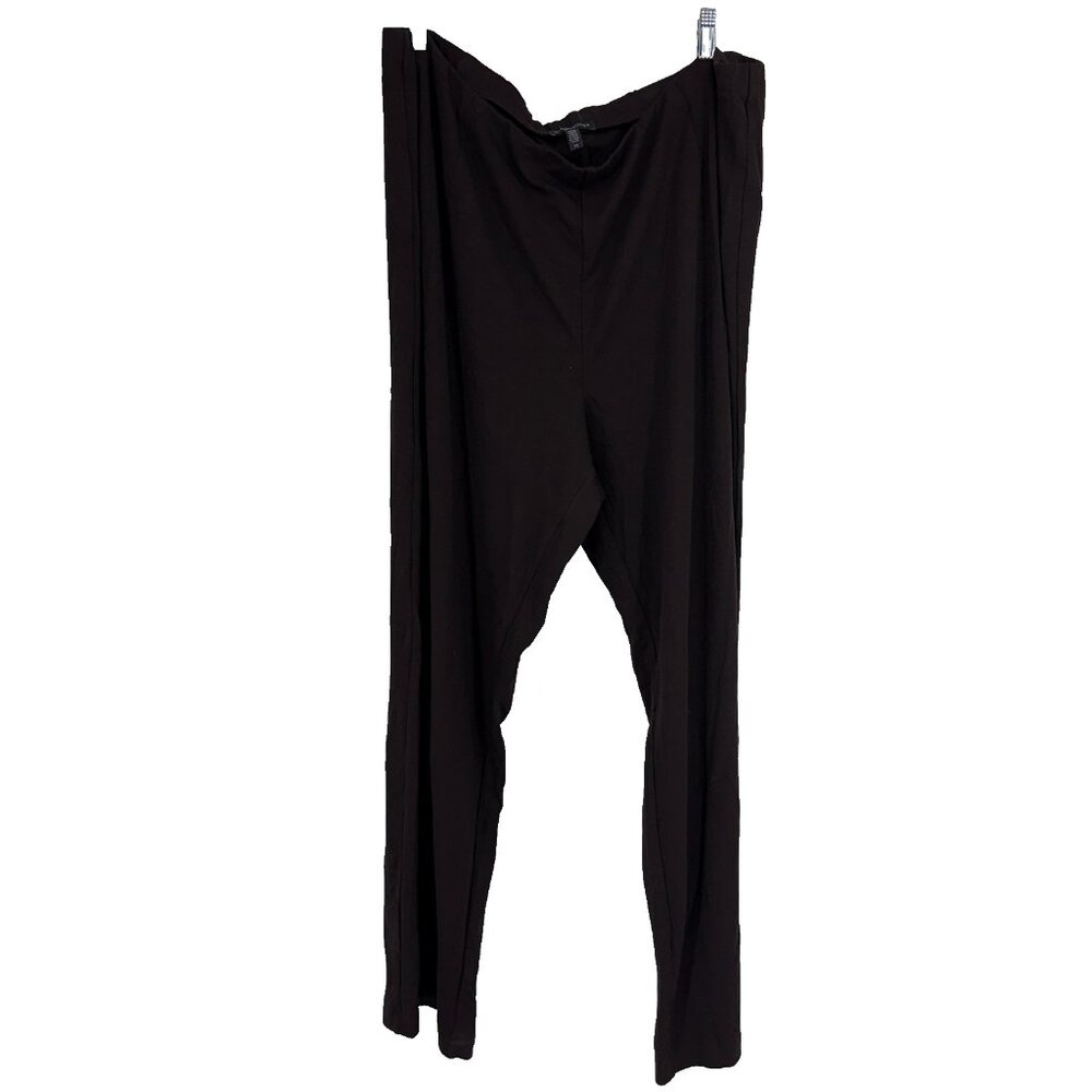 Eileen Fisher Women 3X Pull On Pant Work Career Brown Stretch Wide Straight Leg